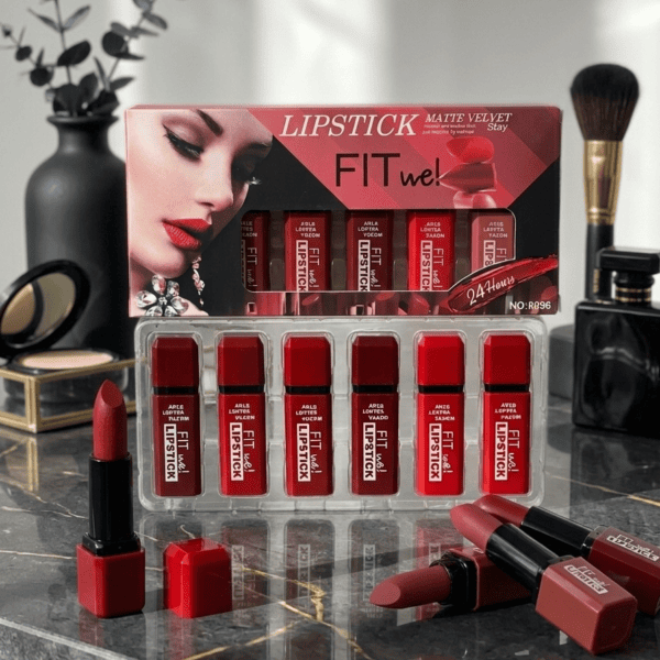 Fitme High Pigmented Velvet Matte Lipstick Set - Long Lasting Smooth Intense Color Lip Makeup Collection - Pack of 6