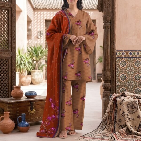 Saya Premium 3-Piece Printed khadder Suit – Unstitched  winter (saya replica)