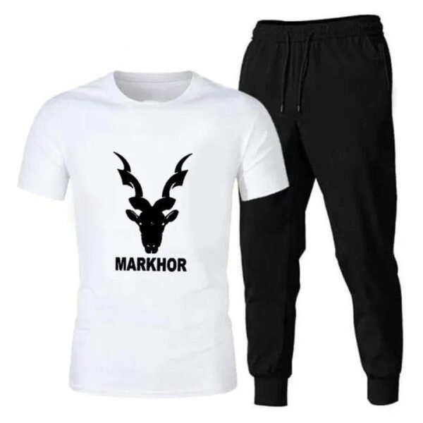 Premium Micro Men’s Tracksuit Markhor Print Comfortable Sportswear For Gym Workout Training And Daily Wear