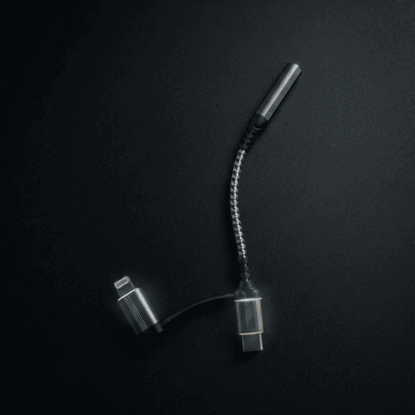 Original 2-in-1 Type-C and Lightning to 3.5mm Headphone Jack Adapter Dual Connector Handfree Audio Converter Direct Plug and Play No Bluetooth Required