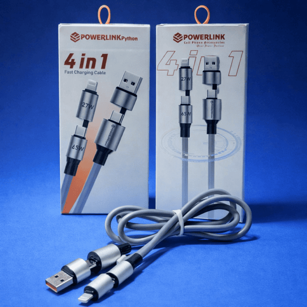 PowerLink Python 4-in-1 Fast Charging Cable – 100W Super Fast Charging & Data Sync Cable