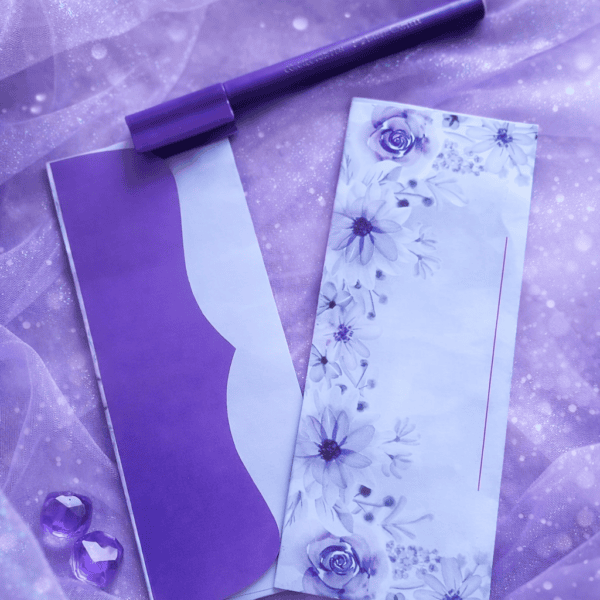 Premium Purple Floral Eidi Envelopes for Weddings & Engagements (15 Pieces) – Elegant Card Cash Pack