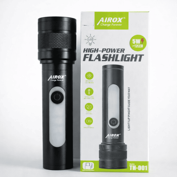 Airox 5 In 1 Rechargeable Flash Light – Type-C Charging | Black